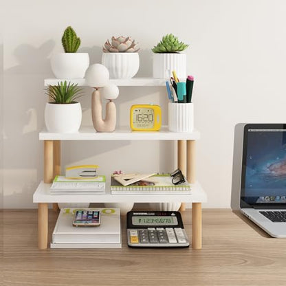 Windowsill Plant Stand Shelf 3 Tiers Desktop Organization and Storage Shelf Bathroom Countertop Corner Cupcake Display Stand for Table Wood Ladder,White - size: 3 Tiers