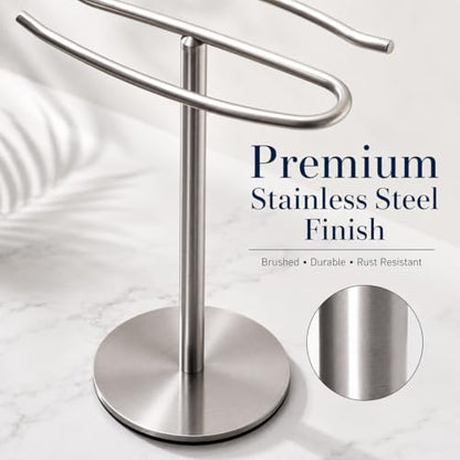 Brushed Nickel Hand Towel Holder Stand,13 Inch Free-Standing Towel Rack, SUS304 Stainless Steel Towel Bar Rack Stand, Tower Bar for Bathroom Kitchen Vanity Countertop… - color: Brushed Nickel