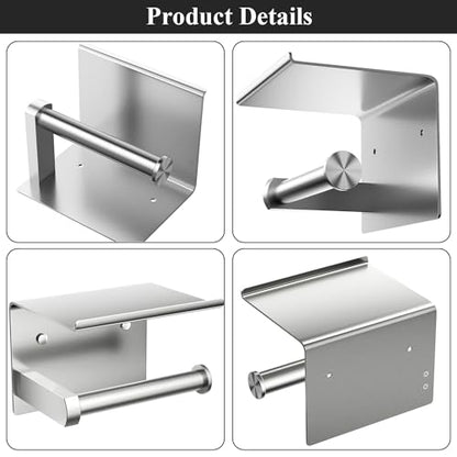 Toilet Paper Holder with Shelf Wall Mounted Toilet Paper Roll Dispenser | Heavy Duty Stainless Steel Brushed Nickel - color: A-brushed Nickel