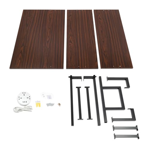 Wall Mounted Desk Computer Writing Table, Industrial Wall Mount Ladder, 3 Tier Computer Desk for Home Office Student Dormitories (Brown+Black) - color: Brown+black