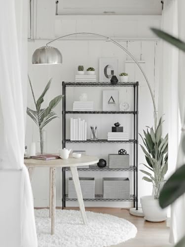 Black 5-Tier Metal Adjustable Freestanding Garage Storage Wire Shelving Unit (36 in. W x 72 in. H x 14in. D) - size: Black-5Tiers-36x14x72"