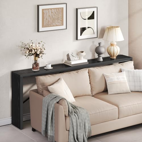 MAHANCRIS Console Table, 78.7" Long Sofa Table Behind Couch, Narrow Entryway Table, Farmhouse Dining Table with Angled Metal Frame, Industrial Console Table for Entryway, Black CTHB20801 - color: Black, size: 78.7''L x 9.1''W x 31.5''H