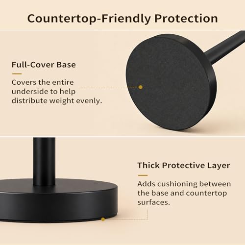 YUMORE Hand Towel Holder Stand for Bathroom & Kitchen, Freestanding T-Shape Towel Rack with Weighted Base, Matte Black