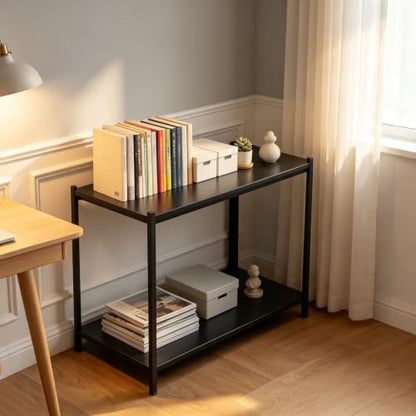 2 Tier Metal Bookshelf, Adjustable Tall Bookcase, Heavy Duty 1200 LBS Modern Deep Book Shelf, Bolt-Free Storage Shelves for Living Room, Home Office, Garage, 13.8" Wx 11.8" Dx 22.0" H - size: 2Tier-13.8"Wx 11.8"Dx 22.0"H
