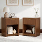 Fluted Nightstands Set of 2, Wooden Night Stand with Drawer Storage, Modern Mid Century End Table,for Bedroom Living Room Sofa Couch Home Office,Walnut
