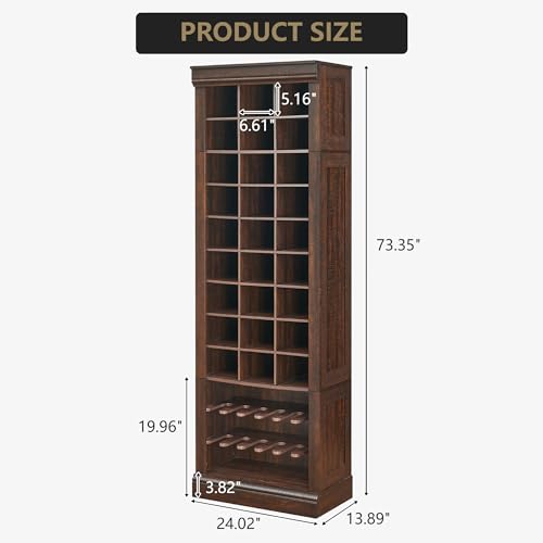 Garvee 10-Tier Shoe Storage Cabinet, Tall Wooden Shoe Rack with 30 Cubbies, Freestanding Entryway Shoe Organizer for Entryway, Living Room