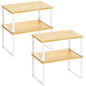 Kitchen Cabinet Organizer Shelf Set of 4, Sturdy Kitchen Counter Shelves with Metal Legs, Stackable Expandable Wood Spice Rack Pantry Cupboard Dish Mug Cup Storage Organizer Shelf,White+Bamboo - color: White+Bamboo