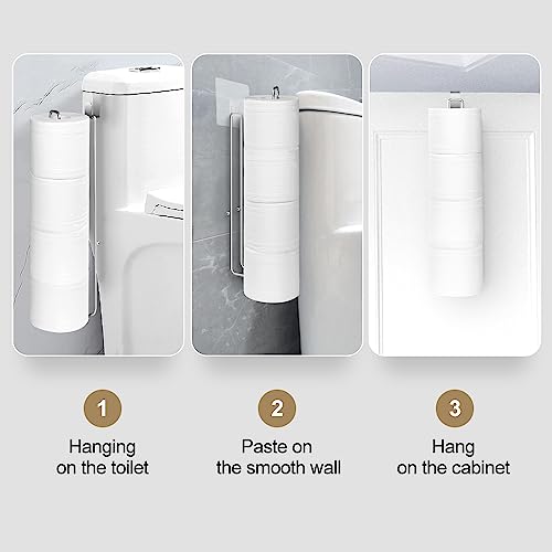 Over The Tank Toilet Paper Holder Bathroom Toilet Tissue Paper Roll Storage Holder Wall Mount Brushed Nickel,Metal Hanging Adhesive Toilet Paper Holder Dispenser Toilet Paper Organizer 1p - color: C:hold 4 Rolls Tissue(1pcs)