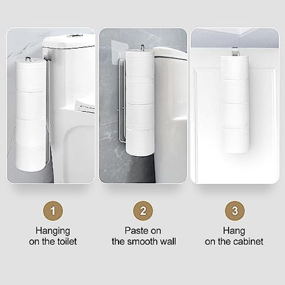 Over The Tank Toilet Paper Holder Bathroom Toilet Tissue Paper Roll Storage Holder Wall Mount Brushed Nickel,Metal Hanging Adhesive Toilet Paper Holder Dispenser Toilet Paper Organizer 1p - color: C:hold 4 Rolls Tissue(1pcs)