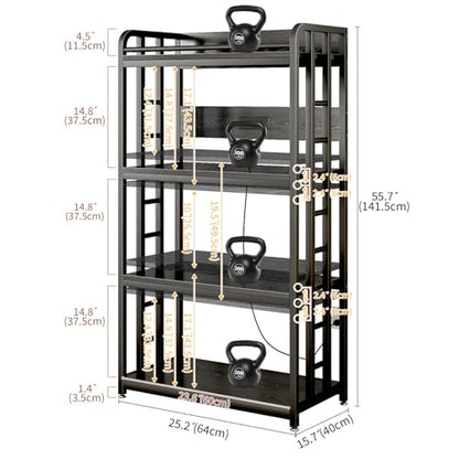 METYERRY Adjustable 4-Tier Heavy Duty Kitchen Baker's Rack with Power Outlet, with Industrial Wheels, Free Standing Microwave Oven Cart Stand for Storage, Garage, Mini Fridge Stand, Black - color: Black