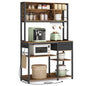 VASAGLE Bakers Rack with Charging Station, Coffee Bar, 15.7 x 39.4 x 71 Inches, Kitchen Microwave Stand, Adjustable Storage Shelves, Fabric Drawer, 12 Hooks, Rustic Brown and Ink Black UKKS027K01 - color: Rustic Brown + Ink Black, size: 15.7"D x 39.4"W
