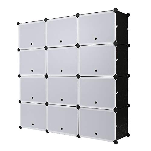 21 Cube Storage Organizer, Closet Storage Shelves with DIY Closet Cabinet Bookshelf Plastic Square Organizer Shelving for Home, Office, Bedroom (White-21 Cube)