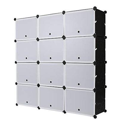 21 Cube Storage Organizer, Closet Storage Shelves with DIY Closet Cabinet Bookshelf Plastic Square Organizer Shelving for Home, Office, Bedroom (White-21 Cube)
