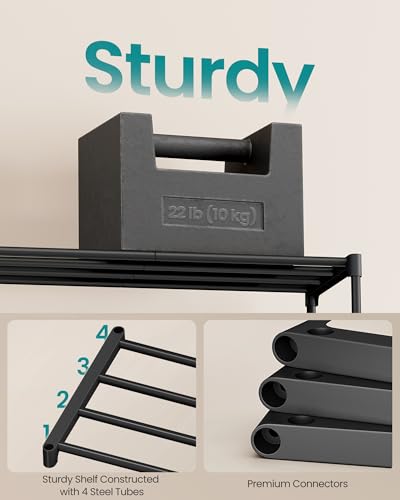 SONGMICS 3-Tier Shoe Rack for Closet, Compact Metal Shoe Organizer Shelf for Entryway, Bedroom, Small Spaces, Stackable, 11.8 x 17.7 x 19.1 Inches, Black ULSA113BH01 - size: 3 Tiers (17.7"W)