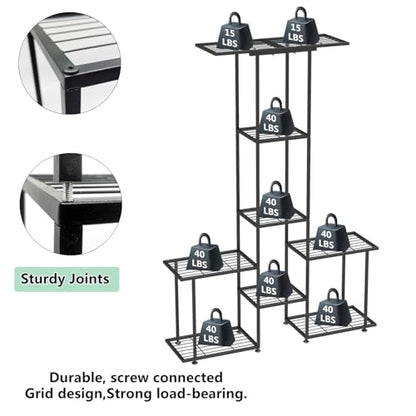 Plant Stand Indoor Outdoor, Metal 6 Tier Tall Hanging Plant Shelf for Multiple Flower Planter Large Heavy Duty Ladder Plant Holder for Garden, Black (y-201) - size: y-201