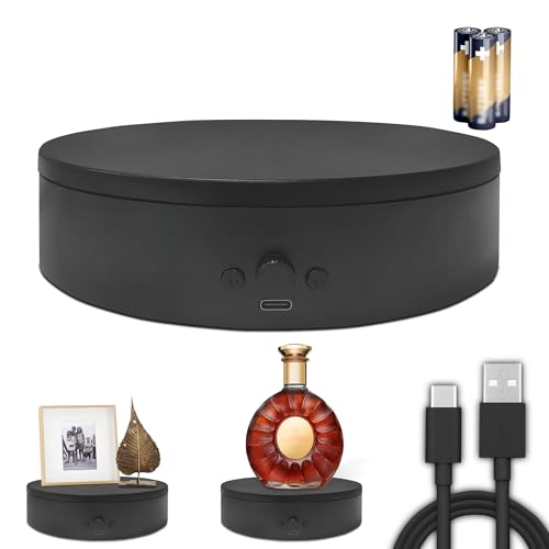 Rotating Display Stand Easy to Switch Direction, Adjustable Speed, Motorized Elctric Turntable Used for Product Display, Jewelry, Shoes Shooting and Display (7.87" black) - color: 7.87‘’ black