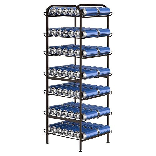 smusei Water Bottle Organizer 7 Tier Free Standing Vertical Metal Water Bottle Rack Shelf Adjustable Water Bottle Beverage Drink Stand Holder for Kitchen Pantry Food Storage, Bronze - size: 7 Tier