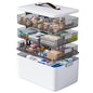 MOPUP 4-Tier Medicine Craft,Sewing,Art,Organizer Storage,Portable Latch Bin with Lid and Leather Handle,Pill Bottle, First Aid,Multipurpose Organizer with Removable Tray,A Household Essential - size: XL– 4-Tier
