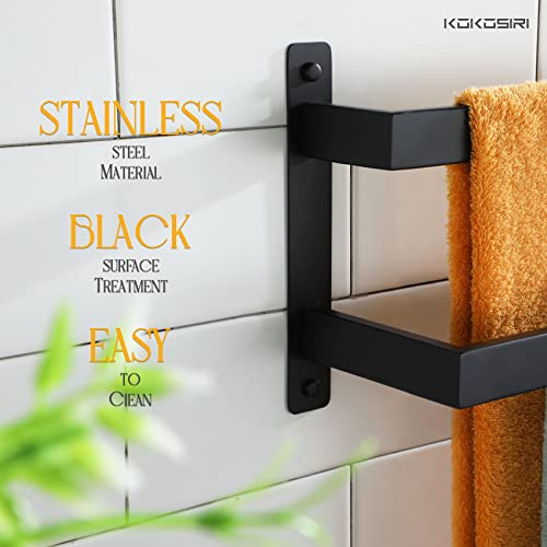 KOKOSIRI Towel Bars Black Bath Towel Holders 16 Inches Bathroom 2-Tiers Ladder Towel Rails Wall Mounted Towels Shelves Rack Stainless Steel, B5008BK-L16 - color: Matte Black, size: 16-Inch