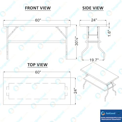 AmGood 24 in. x 60 in. Folding Stainless Steel Work Table with Removable Undershelf, NSF Commercial Prep Table - size: 24" Deep x 60" Long, style: + Undershelf