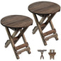 Small Patio Table, Outdoor Folding Side Table, Portable Accent Coffee End Table, Wood Top for Living Room, Bedroom (Round - Walnut-Set of 2)