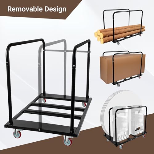 Folding Table Cart, Heavy Duty Drywall Dolly Cart 1800 LBS | Table Dolly w/ 5" PU Swivel Wheels, 10 Table Capacity for Party Events, Hotel, Factory, Warehouse, (45.6" L x 29" W x 39" H)