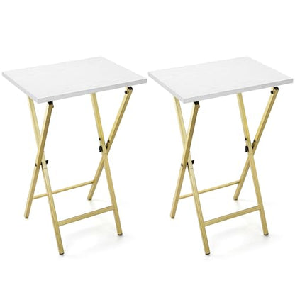 Acovy TV Tray Table Set of 2, TV Dinner Tray, Folding Table, Foldable TV-Trays, Side Table for Bed, Couch, Portable and Small Easy to Move, - color: Gold