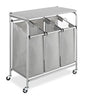 Whitmor 3 Section Rolling Laundry Sorter with Folding Station - Ironing Board, Chrome / Gray - size: 3 Section lroning Board，Grey