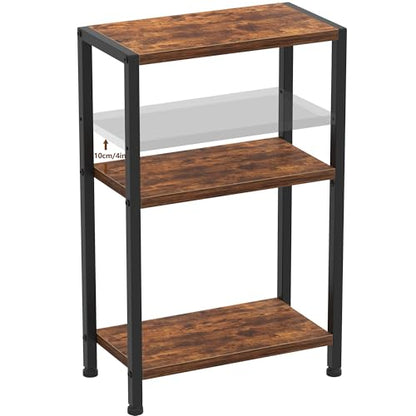 Heybly Small Narrow Side Table for Small Space, Thin Bedside TableHET006SR1 | Thin Bedside Table, Slim Sofa Table, 26.4" Tall Nightstand, Couch Table for Living Room, Bedroom, Balcony, Rustic Brown - color: Rustic Brown-adjustable Height
