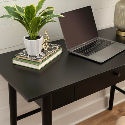 Linon Melissa Black Wooden One Drawer Writing Desk - color: Black