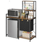 YITAHOME Kitchen Bakers Rack with Storage Shelves, Coffee Bar Table | 4 Tiers ＆ 5 Hooks, 45.3" Large Freestanding Kitchen Shelves, Mini Fridge Cabinet with Storage for Dining Room, Retro Brown - size: 55"×47.2"