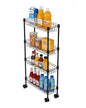 4-Tier Slim Rolling Storage Cart, 5.91" Wide Narrow Metal Utility Cart on Wheels, Multi-Functional Adjustable Shelving Unit with Anti-Fall Pads for Kitchen Gap, Bathroom, Laundry Room, Black - size: 4-tier