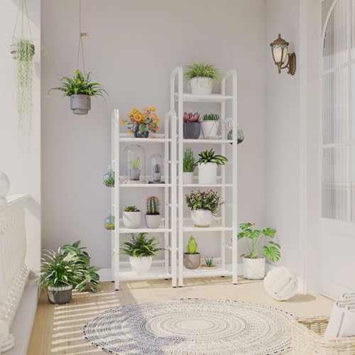 YMYNY 4 Tier Bookshelf, Freestanding Bookcase for Living Room, Bedroom, Home Office, Multi-Functional Storage Rack Organizer, Display Rack with Metal Frame, Rust Resistance, White, UHBC054W - size: 4-Tier (10.43"x14.17"x45.67")