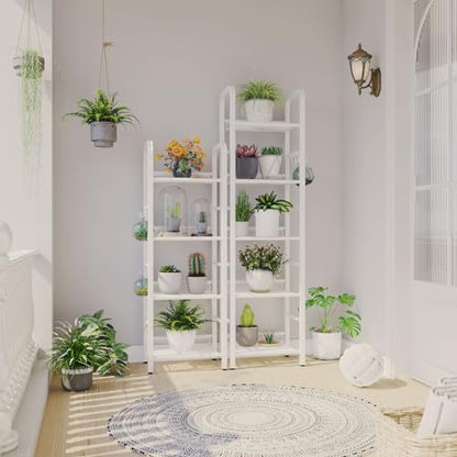 YMYNY 4 Tier Bookshelf, Freestanding Bookcase for Living Room, Bedroom, Home Office, Multi-Functional Storage Rack Organizer, Display Rack with Metal Frame, Rust Resistance, White, UHBC054W - size: 4-Tier (10.43"x14.17"x45.67")