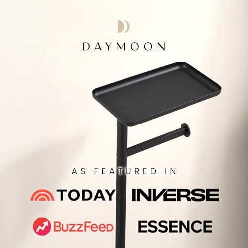 Day Moon™ - Toilet Paper Holder - Modern Roll Holder for Bathroom - 1 Pack - Free Standing - with Shelf, Black - color: Matte Black