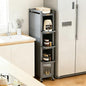 Rolling Spice Rack Next to Fridge Slim, Freestanding Narrow Tall Sideboard Shelf, with Transparent Flap Door Design, Pull Out Cabinet Organizer for Small Space Kitchen Space Saving (Grey, 5T-16cm) - size: 5T-16cm
