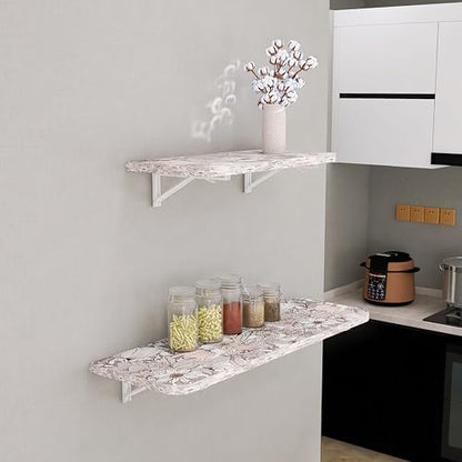 Wall Mounted Folding Table 40"x 16" with Removable Heavy-Duty Brackets Support Up to 200 Pounds Folding Desk for Small Space Home Laundry Room Office Rv Suitable for Solid Wall (Life Summer Flowers) - color: Life Summer Flowers