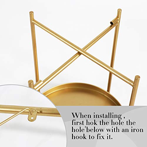 Tiita Round End Table Mental 2-Tier Side Table Nightstand/Small Iron Tables Accent Coffee Table for Living Room Bedroom Office Small Space - color: Teatable-gold