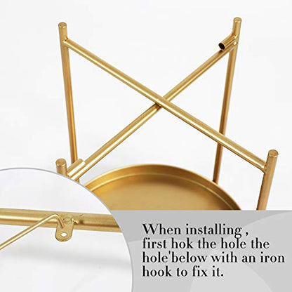 Tiita Round End Table Mental 2-Tier Side Table Nightstand/Small Iron Tables Accent Coffee Table for Living Room Bedroom Office Small Space - color: Teatable-gold