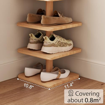 6-Tier Vertical Shoe Rack, Narrow Shoe Tower for Small Space - color: Natural, size: 11.4"D×10.8”W×43.3"H