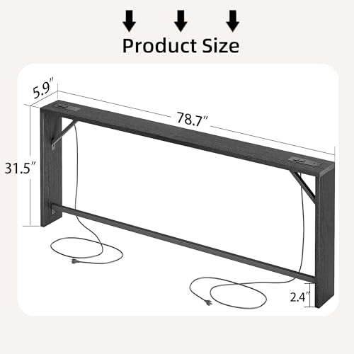 TIQLAB Sofa Table, 79 inch (1.2'' Thickness) Long Console Table Behind Couch, Narrow Entryway Table with Angled Metal Frame, Industrial Console Table, Black - color: Black, size: 79''L x 5.9''W x 31.5''H