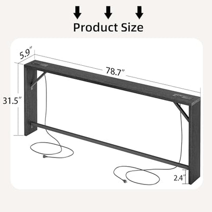 TIQLAB Sofa Table, 79 inch (1.2'' Thickness) Long Console Table Behind Couch, Narrow Entryway Table with Angled Metal Frame, Industrial Console Table, Black - color: Black, size: 79''L x 5.9''W x 31.5''H