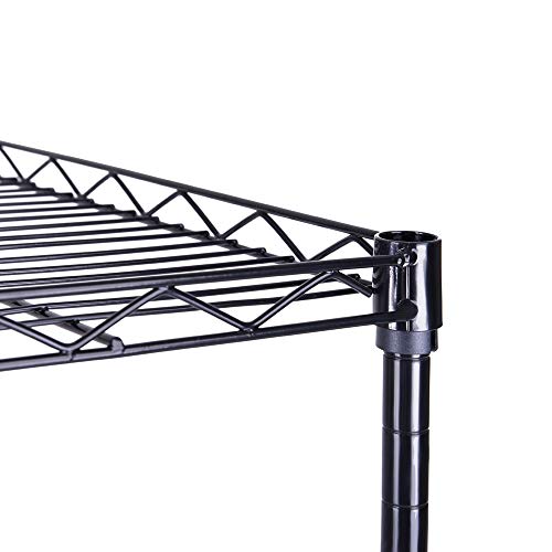 FOXHOLE 4-Tier Wire Shelving Unit Black Metal Storage Rack 17.72" W x 11.81" D x 49.61" H - size: 17.72" W x 11.81" D x 49.61" H