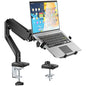 WALI Single Arm Laptop and Monitor Desk Mount for 17" Notebook and Up to 32" Screen, 2-in-1 Adjustable Gas Spring Monitor Arm with Laptop Tray, VESA 75x75 100x100,Holds 22-26.4 lbs, Black (GSMP001NLP) - size: Single, style: Fully Adjustable Desk Mount
