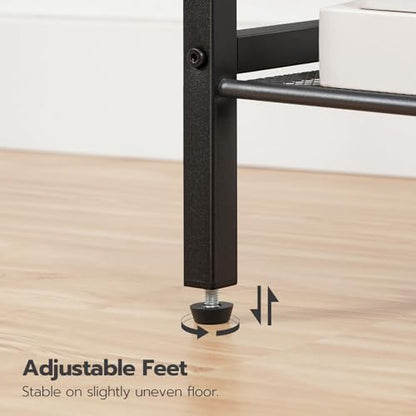 HOOBRO Side Table, 3-Tier Tall End Telephone Table with Adjustable Mesh Shelves, Small Entry Table for Living Room Bedroom Hallway or Office, Rustic Brown and Black BF01DH01G1 - color: Rustic Brown + Black