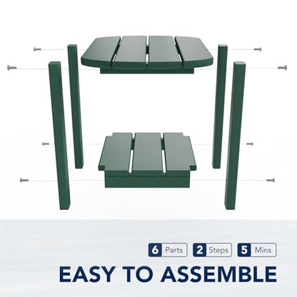 nalone Adirondack Side Table 16.5" Outdoor Side Table HDPE Plastic Double Adirondack End Table Small Table for Patio (Green) - color: Green