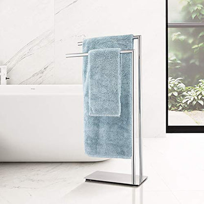 Freestanding Double Towel Racks Bathroom Accessories Towel Holder Stand on Floor Brass Chrome - color: Chrome Stand Towel Holders