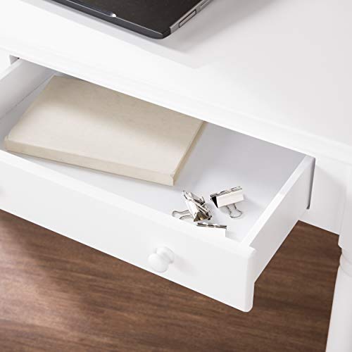 SEI Furniture - Writing 2-drawer Desk- Crisp White - Transitional Design, White Finish - Ideal for Home Office, Bedroom (HO8800) - color: Crisp White