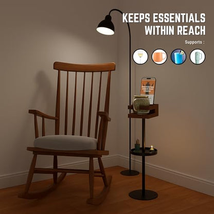 Drink Table for Small Spaces - Slim Pedestal Side Table with Real Wood Top & Stable Base for Coffee & Cocktails - Ideal for Tight Living Room & Bedroom Spaces (Walnut) - color: Walnut