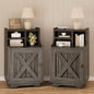 4ever2buy Grey Nightstand Set of 2, 30" Tall Night Stand with Hutch | Farmhouse Tall Bedside Table End Table for Bedroom Living Room Sofa Office, Storage Cabinet, Wash Grey - color: Wash Grey
